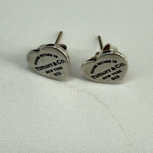 Tiffany & Co. 925 Sterling Silver Heart Stud Earrings